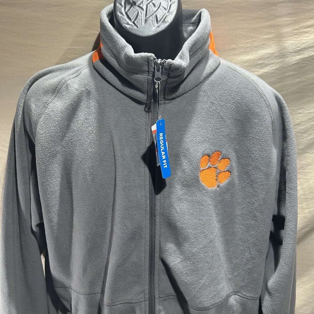 NWT Columbia Clemson Tigers Fleece Jacket Mens XL Grey Full Zip College